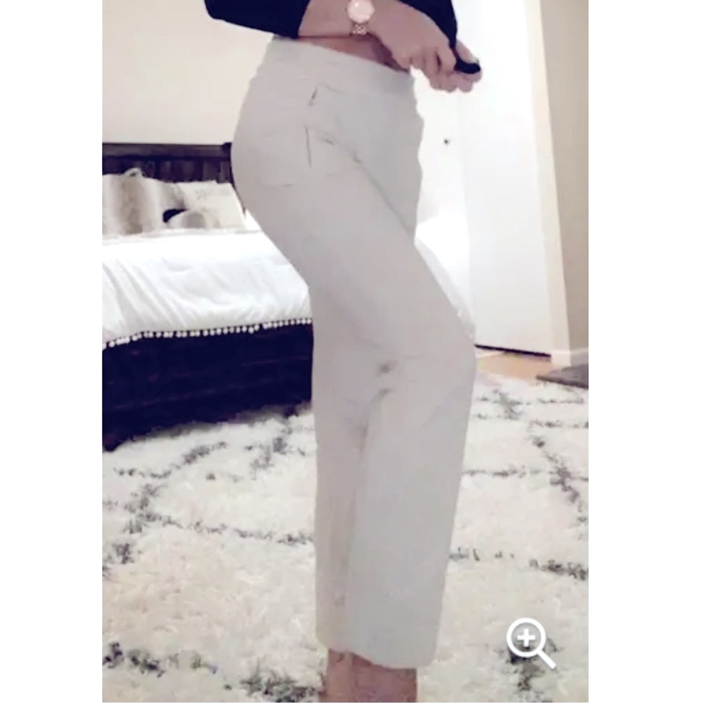 NICOLE MILLER Cream  Pullon Zipper Detail Pants XS